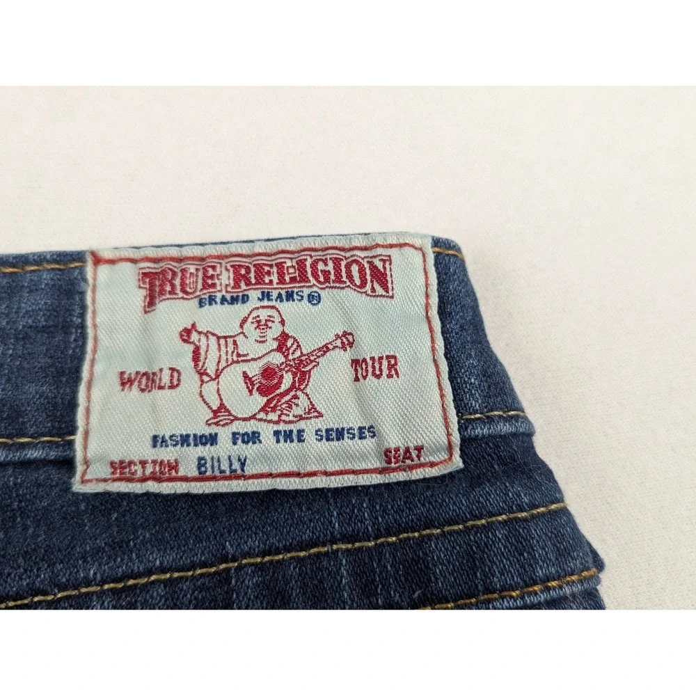 True Religion Billy Men Dark Wash Straight Leg Flap Pocket Jeans Size 25 USA
